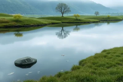 Paisagem tranquila refletindo solitude e introspecção.