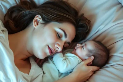 Mãe e bebê em ambiente pacífico