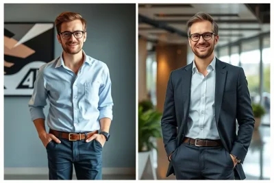 Comparativo de transformação de imagem profissional através de técnicas de fotografia e branding